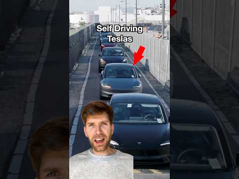New Tesla footage shows self driving cars at Factory 🤯 #tesla