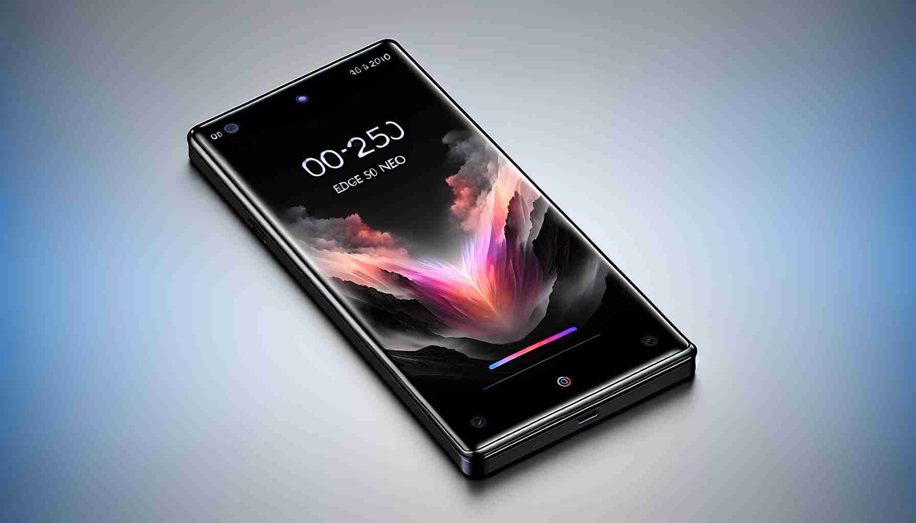 Create a realistic, high-definition image of a fictitious smartphone named 'Edge 50 Neo'. The design should be sleek, modern, and visually appealing, with noticeable features that indicate advanced technology and superior performance.