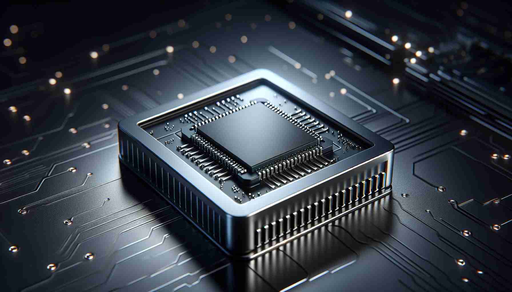 Realistic high-definition image of a new CryptoCore Module, an advanced data security device developed by a major electronics company. The module should be sleek and modern, reflecting the sophistication of the technology within.